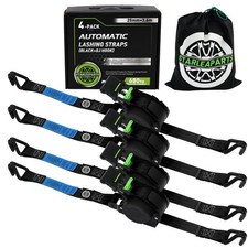 Automatik Spanngurte mit J-Haken 4er Set – 3,6m 680kg – mit Aufroller & Ratsche