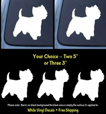 West Highland White Terrier White Vinyl Decals Car Windows Laptop Tumbler Tablet