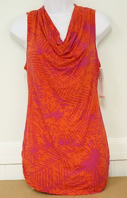 Liz Lange Shirt Target Maternity Cowl Neck Ruched Pink Orange Knit