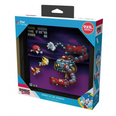Pixel Frame Sonic Mania Heroes vs Dr Eggman 9x9 inches Shadow Box Art