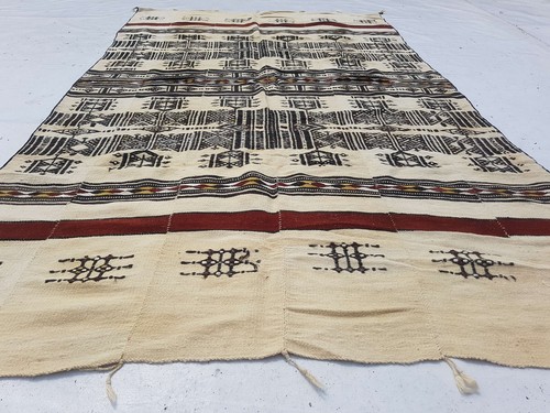 Antique Handmade African Berber Blanket Beautiful Multicolor Kilim Rug 232x136cm