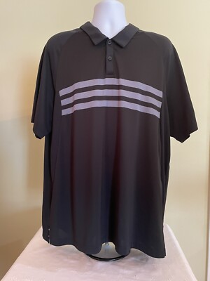 ADIDAS Golf Climacool  Black&Gray Striped Men Polo Size 2XL Logo Geneva National
