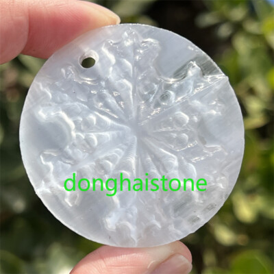 2'' Carved Natural Selenite Snowflake Skull Quartz Crystal Skull Pendant 1PC