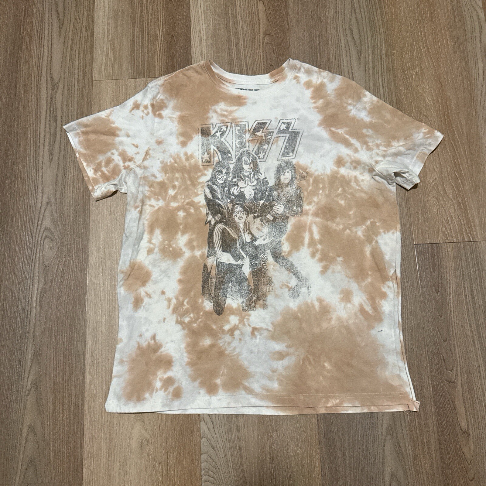 Kiss Band Tie Dye T-Shirt for Men in Brown and White - Size 2XL