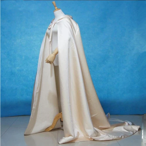 OFF WHITE Mantello da sposa lungo mantello da sposa raso con cappuccio mantello scialle cappotto cosplay festa avvolgente