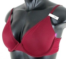 Ambrielle 34C Full Coverage T shirt Bra Burgundy Red Mesh Lined Underwire New