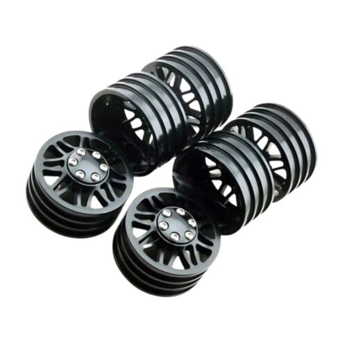 Black Alloy 1.9 Wheel Rim Set 2 front +2 Dually Rear for RC4WD RC Car Crawler - Picture 8 of 15