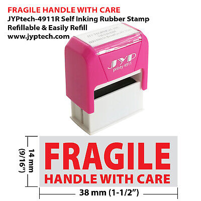 Fragile Handle With Care Jyp 4911r Self Inking Rubber Stamp Red Ink Ebay