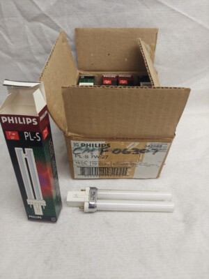 NEW 10 PACK PHILIPS PL-S 7W/27 2 PIN CFL LAMP BOX OF 10