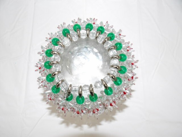 Beaded Safety Pin Candle Holder Clear, Green, Red 