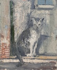  Lamberto Lamberti (Brescia 1925-2003). Gatto, olio su masonite primi anni '60  