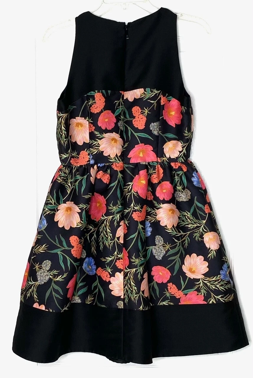 Mini abito senza maniche Kate Spade nero stampa floreale Mikado vestibilità e svasata 4