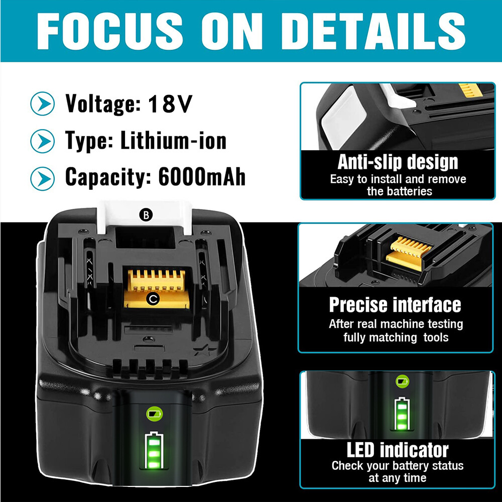 PDstation 18V 5.0Ah Batterie De Remplacement Pour Makita BL1860B BL1850 BL1860 BL1830B BL1830 Bl1840 Bl1835 Bl1845 Bl1815 Lxt 400 Avec Led Batterie Doutils 80713417