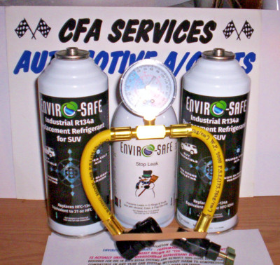 1996-2015 R134a CARS /SUV COLDEST AC REFRIGERANT +STOP LEAK RECHARGE KIT =50oz
