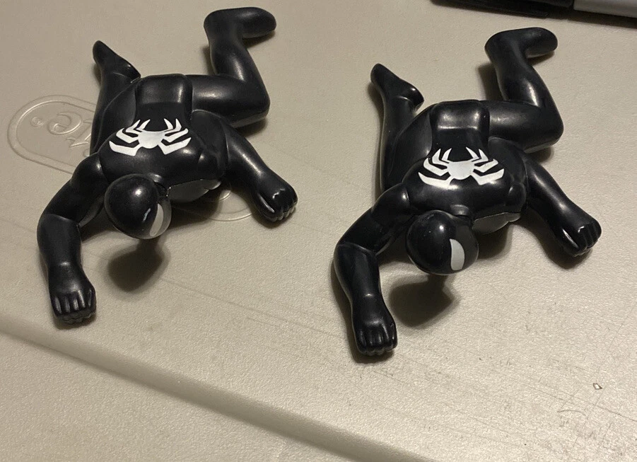 Marvel 2009 Rolling Black White Spiderman Toy Kids Toddler McDonalds Pair