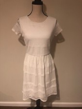ANN TAYLOR PRE OWNED CUTE IVORY KNIT CAP SLEEVE DRESS SZ 4