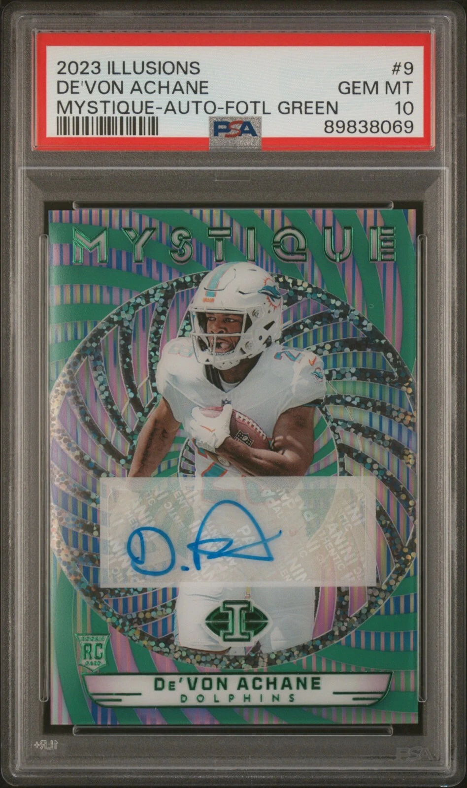 De'Von Achane Panini Illusions Mystique #9 Autograph-Black