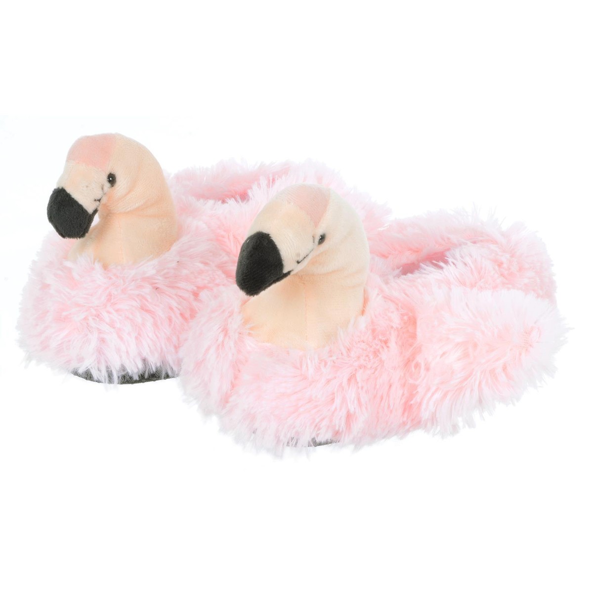 Kids Flamingo Slippers Novelty Footwear Pink Faux Fur Non-Slip One