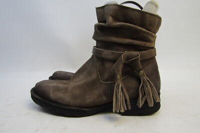 Born Womens Size 6.5 M Brown Rough Out Zip Slouch Ankle Fashion Boots Bootie