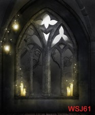 Vinyl  Polyester Halloween Castle Window Backdrop Photography Studio Background