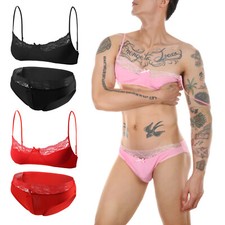 Set von Herren BH Slip Sexy Unterwäsche Dessous Tops Höschen Unterhose Sissy