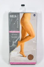SILK Impressions RICH TAN 2 pair High Support Sheer 40 Denier XXXL Pantyhose