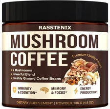 Rasstenix Mushroom Coffee ~ 9 Mushroom Adaptagen Mix ~ Lion's Mane, Chaga & More