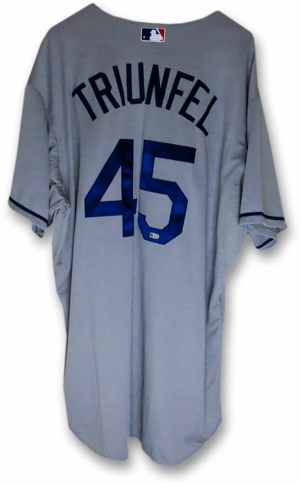 Camiseta Carlos Triunfel Team Issue Dodgers Road Gris 2014 #45 Talla 48 Certificado de autenticidad MLB