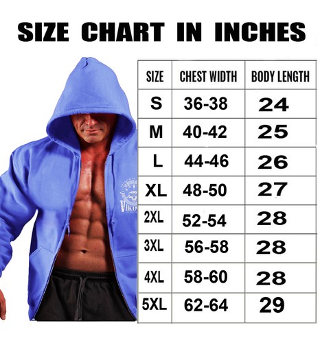 Para hombre Cremallera Completa Sudadera con Capucha Vikinga con Cremallera NUEVA Bebak In The Gym - Imagen 8 de 18