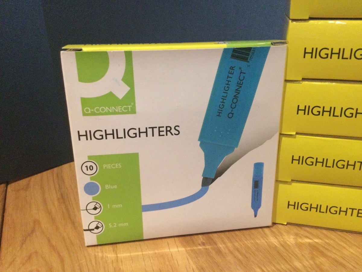 60 x Q-Connect Highlighter Pen Blue, 1mm Boxes Of 10