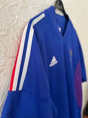 2002年フランス代表ユニフォームハーフジッププルオーバーポロシャツ France World Cup 2002-2004 Home Jersey Football Shirt Mailot