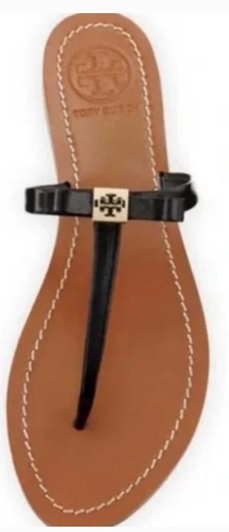 Tory Burch★関税込み Logo Leather Toe-Post Sandals REDUCED! Were $70, Now $50 Tory Burch Sandals Gold Logo