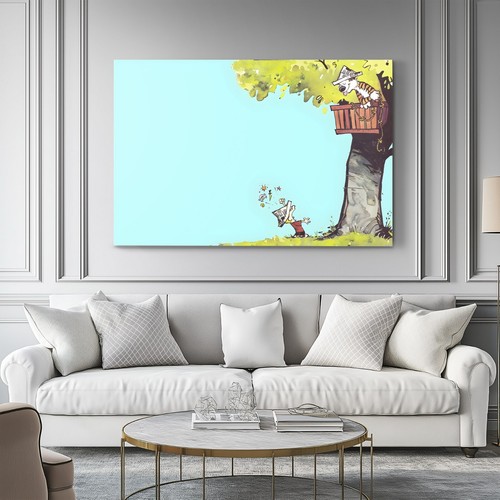 Calvin und Hobbes gerahmter Leinwand-Wandbilddruck - Kinder Cartoon Bill Watterson - Bild 7 von 9