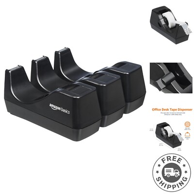3-Pack Manual Tape Dispensers with Non-Skid Base - Elegant Office Essentials