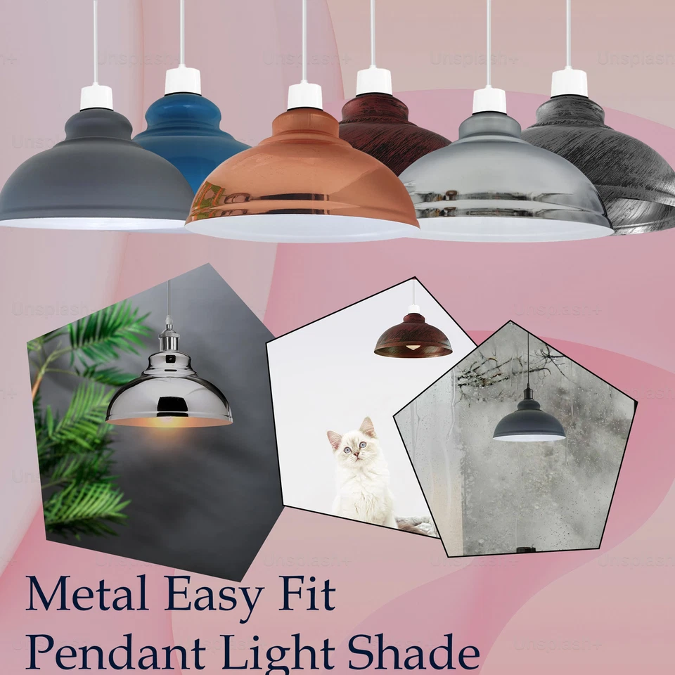 Pantalla de luz de techo retro vintage de metal de fácil ajuste pantalla de luz colgante Foto 3 de 4