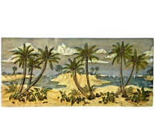 PAUL BRENT ARTWORK PALM TREES OCEANIC SCENE WALL HANGING SIGNED