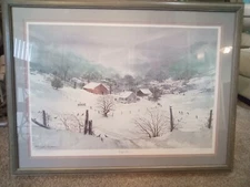 MICHAEL SLOAN Signed Art Print Early Snow  FRAME MATTED 32x24 w/Authenticity