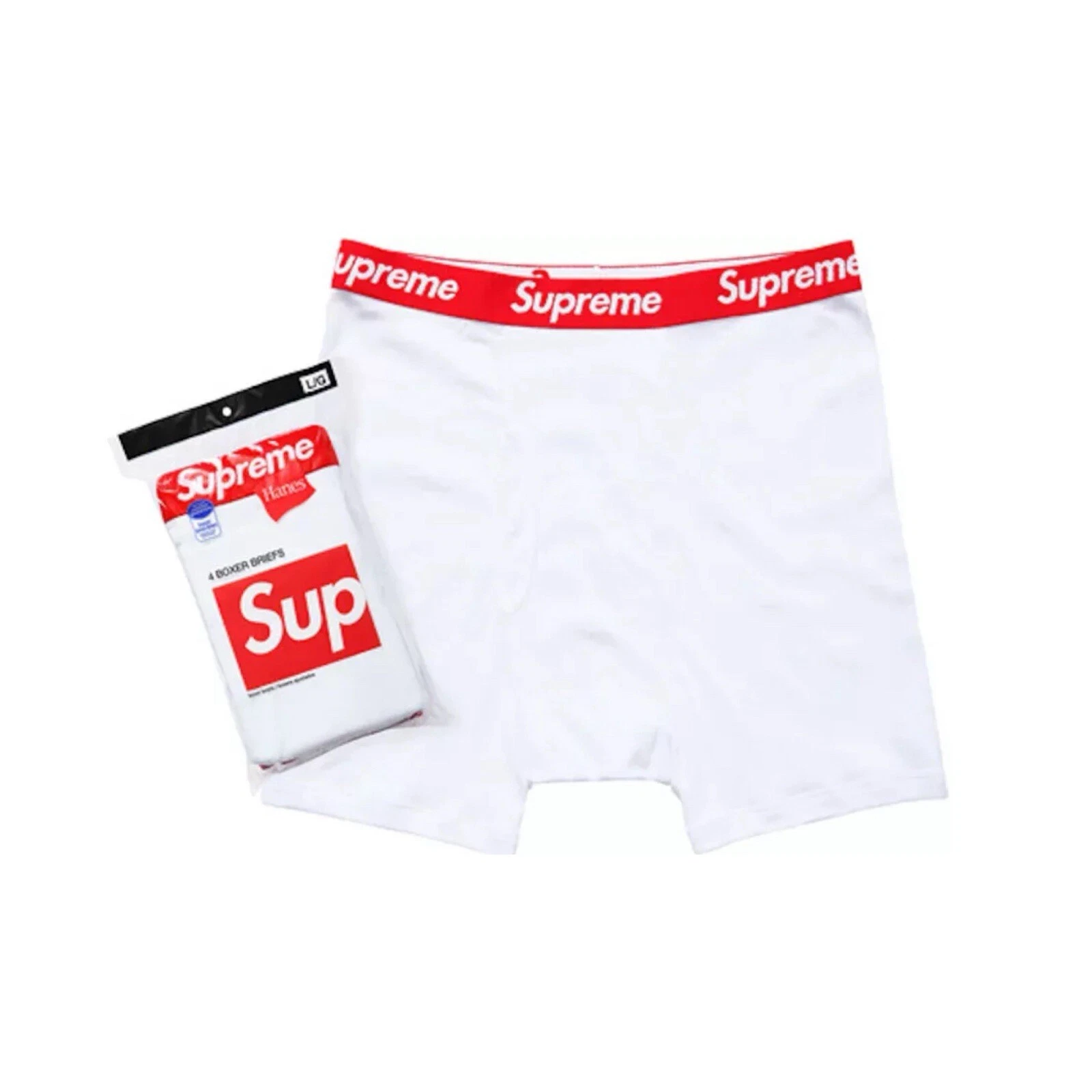 Boxer slip Supreme x Hanes (lot de 4)   Blanc   S, M, L, XL