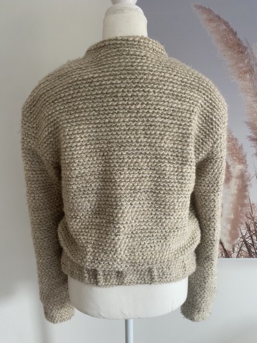 Witchery Beige Boucle Alpaca Wool Blend Casual Bomber Jacket ~ Size 6 - Picture 5 of 7