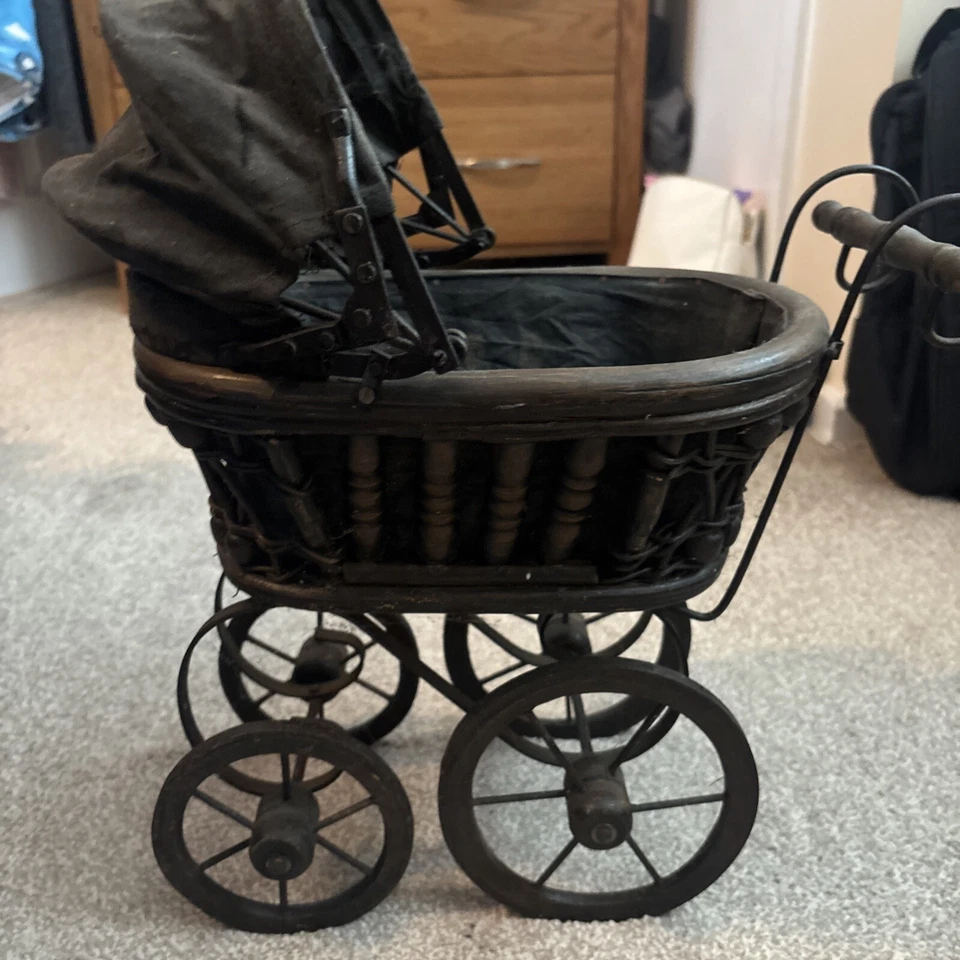 Penny Farthing Type Covered Baby Stroller Carriage Old Collectible vintage 15"in - Image 2 of 4