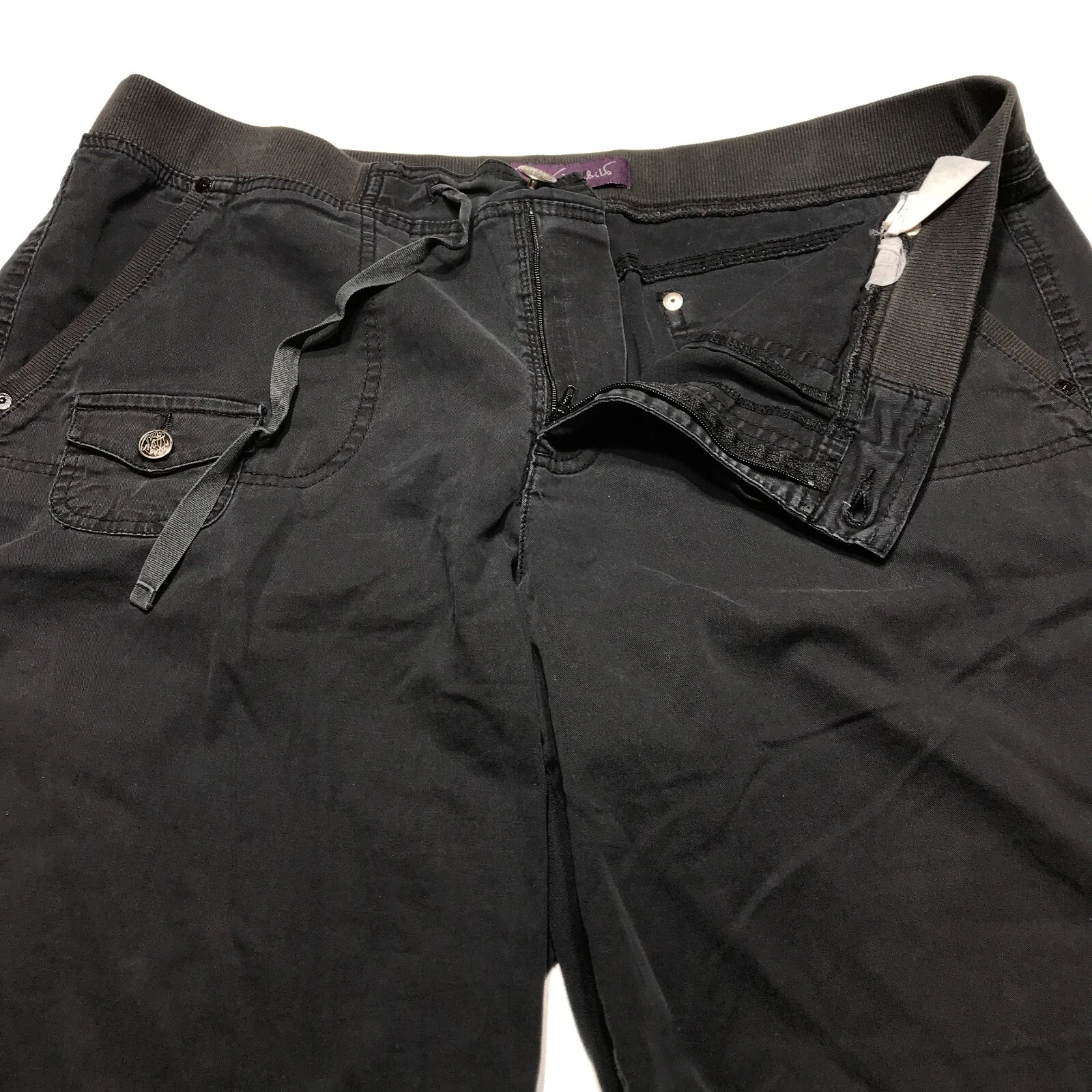 JORDAN Gloria Vanderbilt pantaloncino donna taglia 16 nero Thora con coulisse polsini in vita