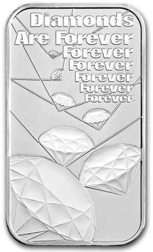 BARRA DE PLATA 9999 JAMES BOND 007: DIAMONDS ARE FOREVER 1 OZ 9999 POR EL REAL COMO NUEVA - Imagen 1 de 3