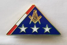 Masonic Square & Compass symbol with U.S. Folded Flag lapel pin Mason