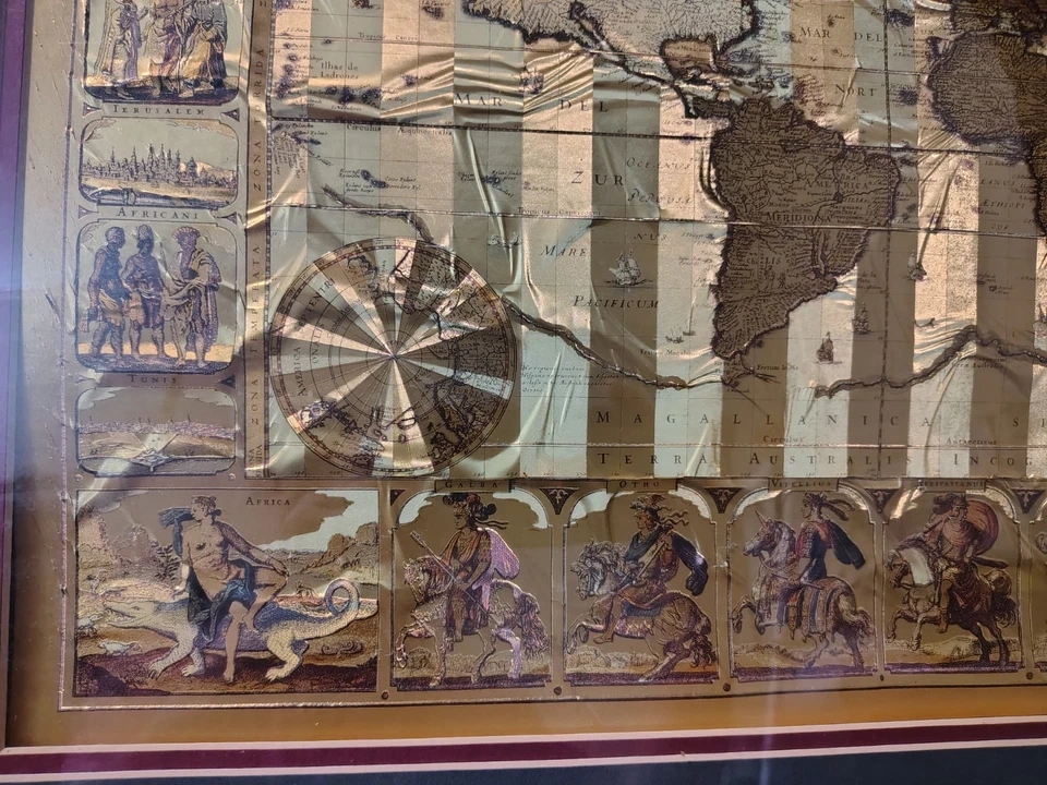 Vintage Gold Foil World Map  By Moses Pitt 1861 - Image 4 of 4