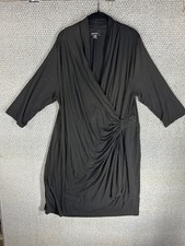 Karen Kane Black Wrap Midi Dress Long Sleeve Tie Waist Stretchy / Women's 3XL
