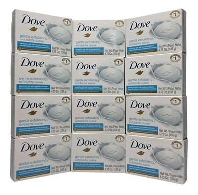 Dove Gentle Exfoliating Beauty Bar Soap 12 Bars 4.75 oz Each, Free Shipping 