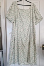 SIZE 26 GLAMOROUS ASOS CREAM GREEN FLORAL MIDI DRESS SHIRRED