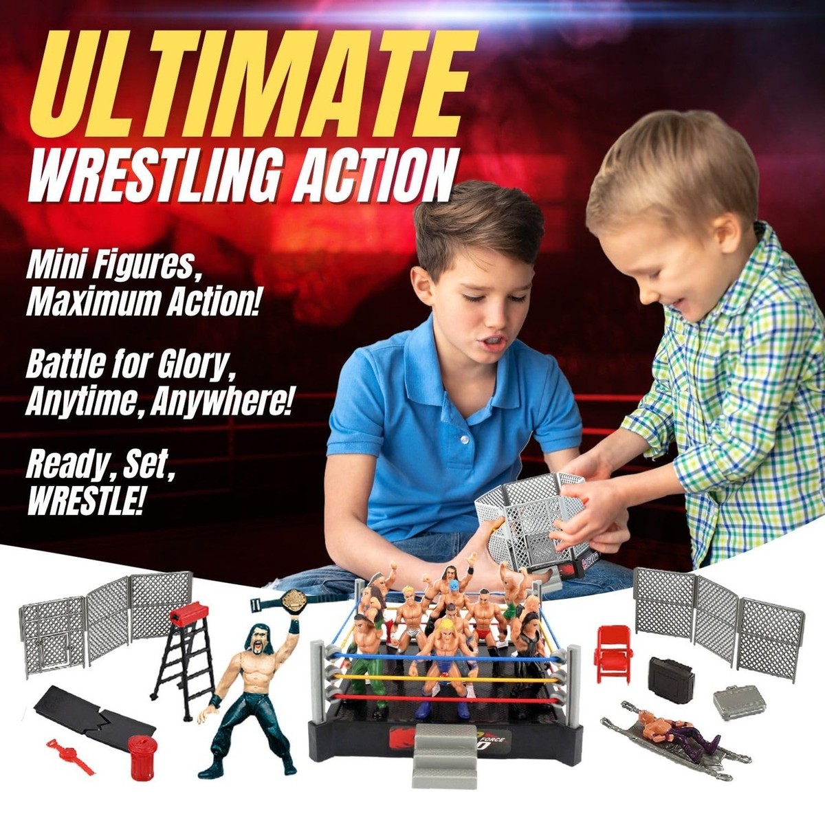 Liberty Imports Ultimate 32-Piece Wrestling Miniature Toys for 