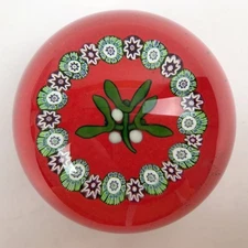 Perthshire 1972 Christmas Mistletoe Sprig Berries Garland Paperweight Box Cert