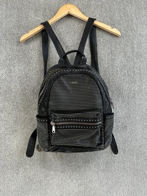DKNY Rucksack Damen schwarz Leder Nieten Backpack verziert klein